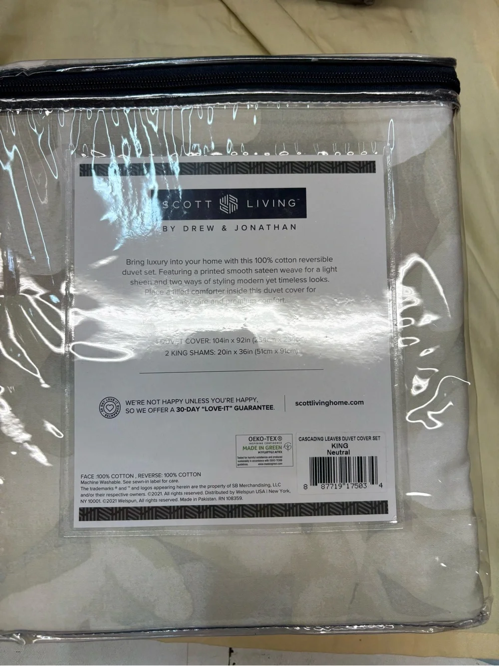 Scott Living 100% Cotton King Duvet cover set-1 Duvet Cover 2 pillow Shams
